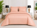 Cumpara ieftin Lenjerie de Pat Damasc Satinat Piersica, 6 Piese, Cearsaf cu Elastic 180x200 cm