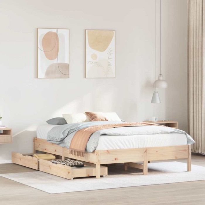 Gossi cadru de pat fara saltea, 160x200 cm, lemn masiv pin