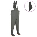 VidaXL Pantaloni de v&acirc;nătoare cu cizme, verde, mărime 44