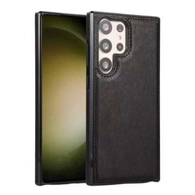 Husa de Telefon Versatyx, Pentru Samsung Galaxy S22 Ultra, Imitatie de Piele, Anti Alunecare, Anti Zgarieturi, Negru foto