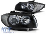 Set de faruri tuning cu ochi de &icirc;nger halogen, potrivit pentru BMW 1 E81 2004-2011 / E82 2007-2011 / E87 2004-2011 / E88 2007-2013, stanga si dreapta