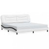 Cadru de pat fara saltea Hvar alb si negru 200x200cm piele artificiala