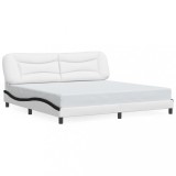 Cumpara ieftin Cadru de pat fara saltea Hvar alb si negru 200x200cm piele artificiala