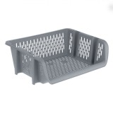Coș Depozitare Stivuibil, Gri, 39x30.5x13cm, Plastic, Oem