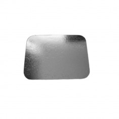 Capace Carton, 146x120 mm, 100 Buc/Set, 250 g/m², pentru Caserole din Aluminiu 430 ml, Forma Dreptunghiulara, Culoare Argintie, Capace Caserole de Alu
