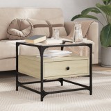 VidaXL Măsuță cafea cu blat din sticlă stejar sonoma 50x50x45 cm oțel
