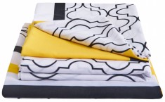 Lenjerie de pat bumbac polycotton, SomnART, pentru pat de o persoana (fata perna 50x70, cearceaf pat 150x240, cearceaf pilota 150x200), Caliope