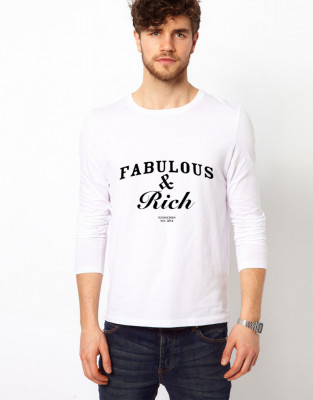Bluza alba, barbati, Fabulous &amp;amp; Rich - S foto