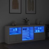 vidaXL Servantă cu lumini LED, alb, 181,5x37x67 cm