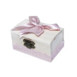 Cumpara ieftin Cutiuta Cufar Din Lemn Pentru Prima Suvita a Bebelusului, Roz Pudra cu Dantela - CPS10