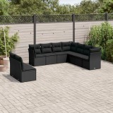 Cumpara ieftin Gossi set mobilier de gradina cu perne, 9 piese, negru, poliratan