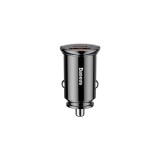 Baseus &Icirc;ncărcător circular USB / USB-C 30W pentru mașină, negru (CCALL-YS01)