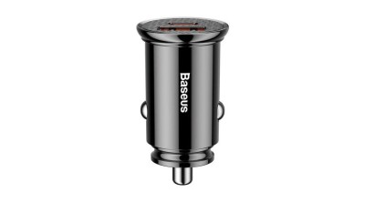 Baseus &amp;Icirc;ncărcător circular USB / USB-C 30W pentru mașină, negru (CCALL-YS01) foto