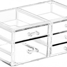 Containere acrilice transparente pentru organizarea 4 sertare Stivuitor Baie O