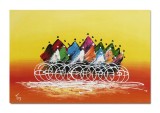 Cumpara ieftin Tablou abstract pictat manual, Cursa ciclista, 90x60cm ulei pe panza, gata de expus pe perete