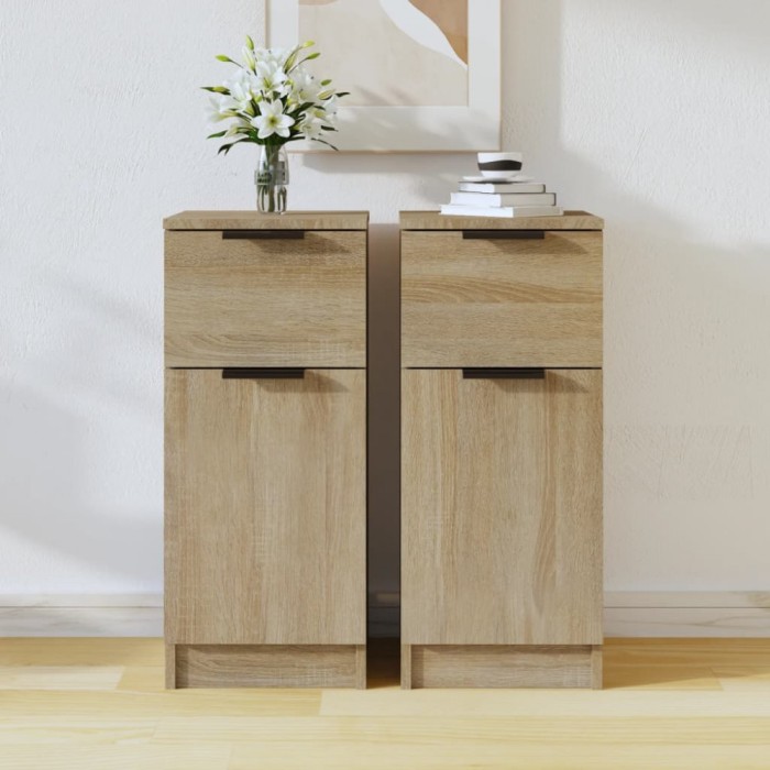 vidaXL Servante, 2 buc., stejar sonoma, 30x30x70 cm, lemn compozit