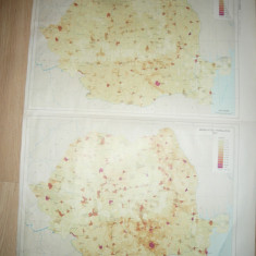 Harta Densitatea Populatiei in 1912 -1970 Romania ,dim.= 79x59cm