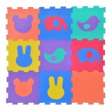Covoras tip puzzle pentru podea cu forme animale, suprafata 0.86 m patrati, multicolor, 9 buc, Oem