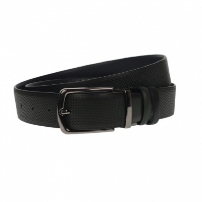 Curea barbati, casual-eleganta, din piele ecologica premium, latime 3.5 cm, negru - CK194N foto