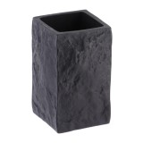 Suport Periuțe Polirășină Design Piatră &ndash; Negru