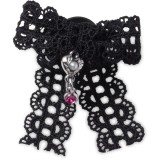 Jibbitz Crocs Black Lace Bow Silver Heart, Crocs Jibbitz
