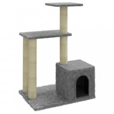 Ansamblu pisici, stâlpi din funie sisal, gri deschis, 71 cm