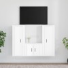 VidaXL Set comodă TV, 3 piese, alb extralucios, lemn prelucrat