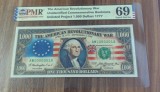 1.000 dollari 1777 proiect bancnota commemorativa REPRODUCERE pe hartie cu filigran si fire UV