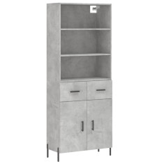 Dulap inalt, gri beton, 69,5x34x180, lemn compozit foto