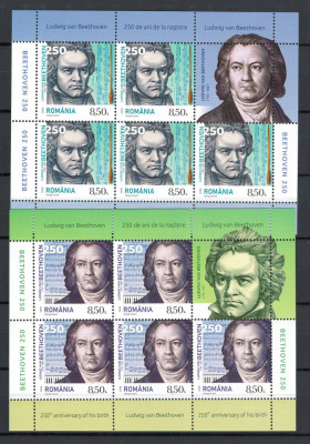 Romania 2020 - LP 2293 nestampilat - 250 de ani Ludwig van Beethoven - bloc 5+1 foto
