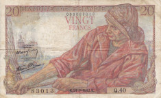 FRANTA 20 francs 24=9=1942 VF!!! foto