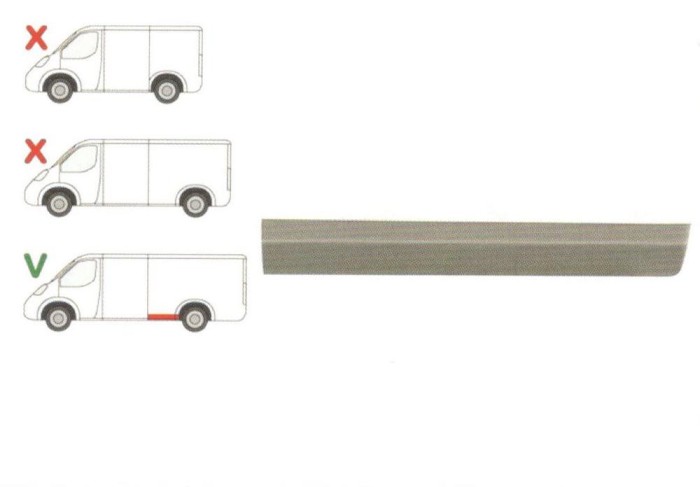 Segment reparatie aripa spate Mercedes Sprinter 1995-2007, VW LT 1995-2006 L=2900 Partea Dreapta, Spate in fata rotii , baza roti :4025 mm, inaltime