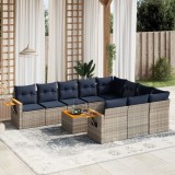 Gossi set canapele de gradina cu perne, 11 piese, gri, poliratan