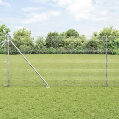 vidaXL Gard cu S&amp;acirc;rmă Sudată cu 13 St&amp;acirc;lpi cu V&amp;acirc;rf 1.2x50 m Oțel Galvanizat foto