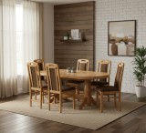 Set masa living SB Nork plus 6 scaune SB Tim stejar natur