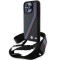 Husa BMW iPhone 15 Pro Max Leather M Edition Carbon Tricolor Lines &amp; Strap, negru, BMHCP15X23PSVTK