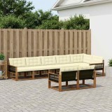 vidaXL Set de canapele de exterior cu pernă 8 pcs Natural și Crem 3381502