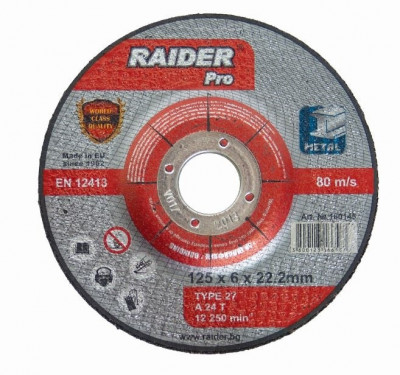 Disc pentru slefuit metal 115х6.0х22.2mm RDP, Raider 160144 foto