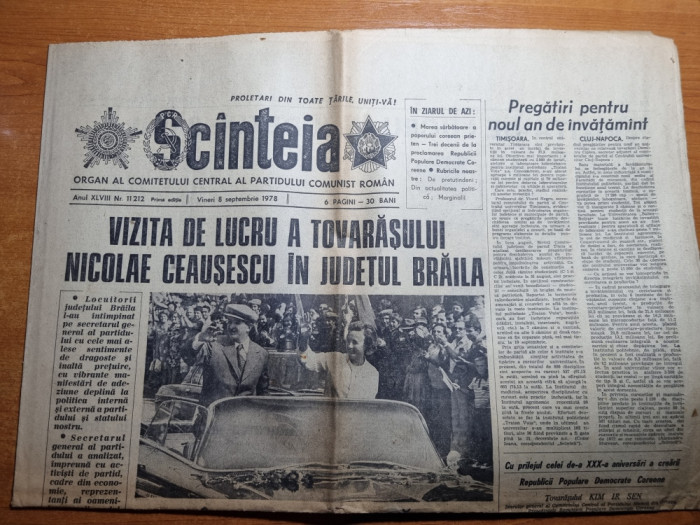 scanteia 8 septembrie 1978- ceausescu vizita la braila,cuvantare ceausescu