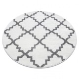 Covor Sketch rotund - F343 cremă și gri marocani Trellis, cerc 120 cm