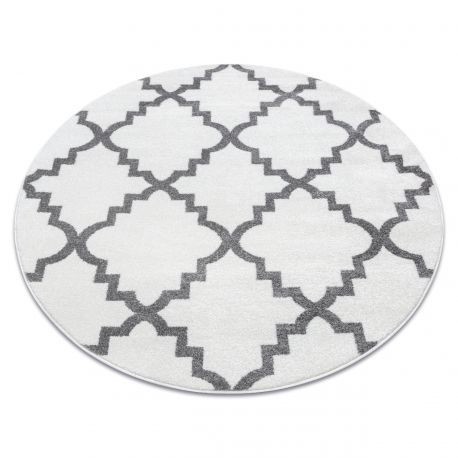 Covor Sketch rotund - F343 cremă și gri marocani Trellis, cerc 100 cm