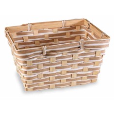 Cos bambus maro alb 22.5x17x12 cm