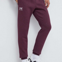 Under Armour pantaloni de trening culoarea bordo, neted