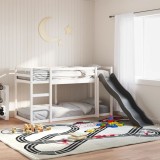 VidaXL Pat supraetajat cu tobogan și scară, 90x200 cm, lemn masiv pin