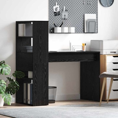 vidaXL Birou cu raft Stejar negru 113 x 54 x 120 cm Lemn compozit 869275 foto