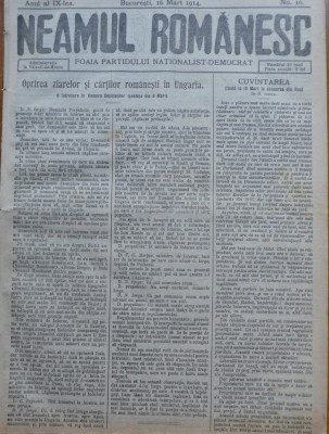 Ziarul Neamul romanesc , nr. 10 , 1914 , din perioada antisemita a lui N. Iorga foto