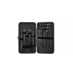 Trusa manichiura si pedichiura, cu carcasa de depozitare, 18 piese, Neagra