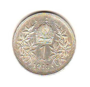 SV * Austria 1 KRONE / COROANA 1913 * Argint * AUNC+ foto