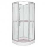 Kerra Cabina de dus curbata CLASSIC cu panou spate alb, dimensiune 89x89x210 cm