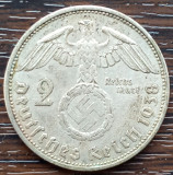 (A1000) MONEDA DIN ARGINT GERMANIA - 2 REICHSMARK MARK 1938, LIT. A, NAZISTA